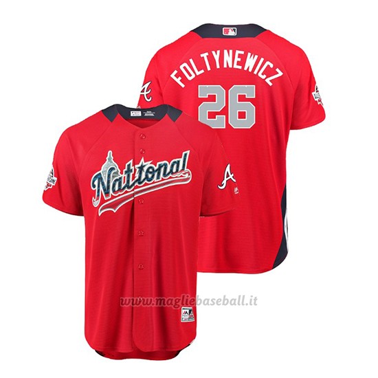 Maglia Baseball Uomo All Star Game Atlanta Braves Mike Foltynewicz 2018 1ªRun Derby National League Rosso